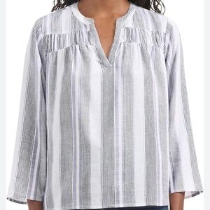 Splendid Linen Blend Top XL Striped Black, Lilac, and White